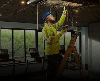 Maintenance work in gym with electrician