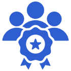 Blue teamwork badge with star